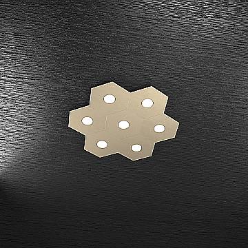 Plafoniera Industrial-Minimal Hexagon Metallo Sabbia 7 Luci Led 12X7W