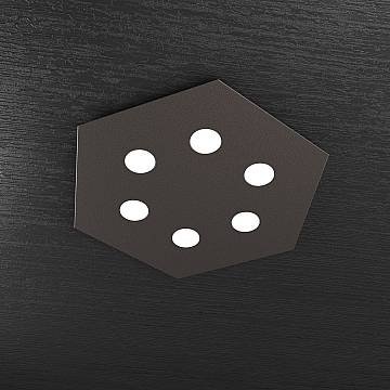 Plafoniera Industrial-Minimal Esagonale Hexagon Metallo Marrone 6 Luci Led 12X6W