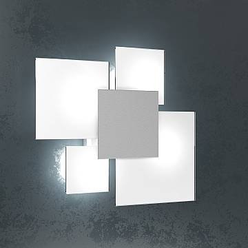 Plafoniera Contemporanea Upgrade Metallo Grigio E Vetro 4 Luci E27 46Cm Plafoniera Contemporanea Upgrade Metallo Grigio E Vetro 4 Luci E27 46Cm