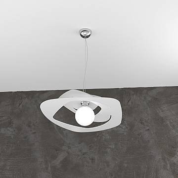 Sospensione Moderna Warped Metallo Bianco 1 Luce E27 D.50Cm Sospensione Moderna Warped Metallo Bianco 1 Luce E27 D.50Cm