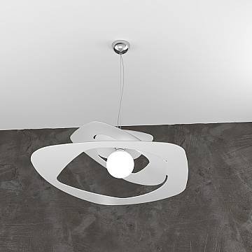 Sospensione Moderna Warped Metallo Bianco 1 Luce E27 D.65Cm Sospensione Moderna Warped Metallo Bianco 1 Luce E27 D.65Cm
