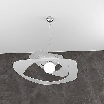 Sospensione Moderna Warped Metallo Grigio 1 Luce E27 D.65Cm Sospensione Moderna Warped Metallo Grigio 1 Luce E27 D.65Cm
