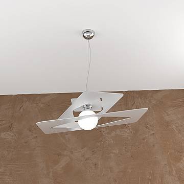 Sospensione Moderna Wacky Metallo Grigio 1 Luce E27 60Cm Sospensione Moderna Wacky Metallo Grigio 1 Luce E27 60Cm