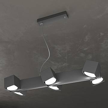 Sospensione Moderna Rotation Metallo Antracite 6 Luci Gx53