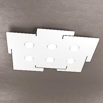 Plafoniera Moderna Echo Metallo Bianco 6 Luci Gx53