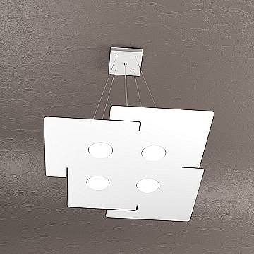 Sospensione Moderna Echo Metallo Bianco 4 Luci Gx53 Sospensione Moderna Echo Metallo Bianco 4 Luci Gx53