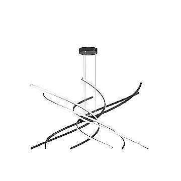 Sospensione Moderna Tornado Alluminio Nero Led 88W D.100Cm Luce Calda