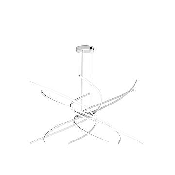 Sospensione Moderna Tornado Alluminio Bianco Led 88W D.100Cm Luce Naturale