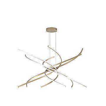 Sospensione Moderna Tornado Alluminio Oro Led 88W D.100Cm Luce Naturale