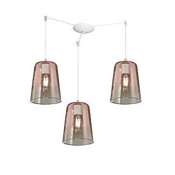 Sospensione Contemporanea Shaded Metallo Bianco Vetro Rame 3 Luci E27 Sospensione Contemporanea Shaded Metallo Bianco Vetro Rame 3 Luci E27
