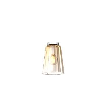 Plafoniera Contemporanea Shaded Metallo Cromo Vetro Ambra 1 Luce E27 Plafoniera Contemporanea Shaded Metallo Cromo Vetro Ambra 1 Luce E27
