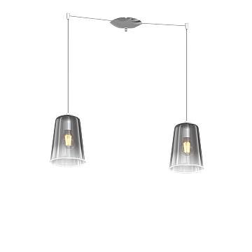 Sospensione Contemporanea Shaded Metallo E Vetro Cromo 2 Luci E27 Sospensione Contemporanea Shaded Metallo E Vetro Cromo 2 Luci E27