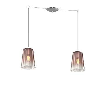 Sospensione Contemporanea Shaded Metallo Cromo Vetro Rame 2 Luci E27 Sospensione Contemporanea Shaded Metallo Cromo Vetro Rame 2 Luci E27
