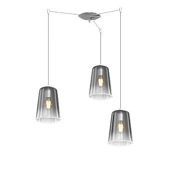 Sospensione Contemporanea Shaded Metallo E Vetro Cromo 3 Luci E27 Sospensione Contemporanea Shaded Metallo E Vetro Cromo 3 Luci E27