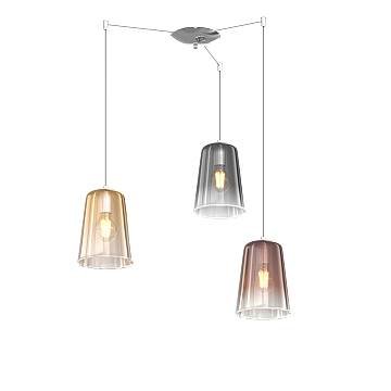 Sospensione Contemporanea Shaded Metallo Cromo Vetro Multicolor 3 Luci E27 Sospensione Contemporanea Shaded Metallo Cromo Vetro Multicolor 3 Luci E27