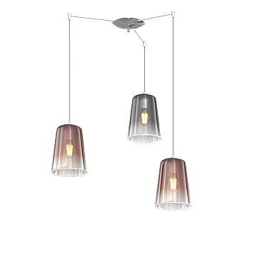 Sospensione Contemporanea Shaded Metallo Cromo Vetro Rame E Cromo 3 Luci E27 Sospensione Contemporanea Shaded Metallo Cromo Vetro Rame E Cromo 3 Luci E27