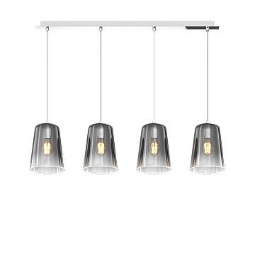 Sospensione Contemporanea Rett. Shaded Metallo E Vetro Cromo 4 Luci E27 Sospensione Contemporanea Rett. Shaded Metallo E Vetro Cromo 4 Luci E27