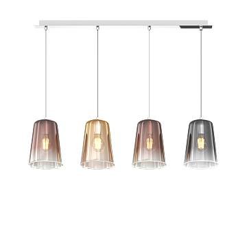 Sospensione Contemporanea Rett. Shaded Metallo Cromo Vetro Multicolor 4 Luci E27 Sospensione Contemporanea Rett. Shaded Metallo Cromo Vetro Multicolor 4 Luci E27