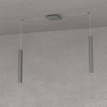 Sospensione Moderna Square Tube Metallo Antracite 2 Luci Gu10 Sospensione Moderna Square Tube Metallo Antracite 2 Luci Gu10
