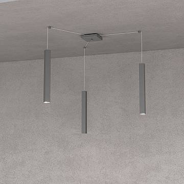 Sospensione Moderna Square Tube Metallo Antracite 3 Luci Gu10 Sospensione Moderna Square Tube Metallo Antracite 3 Luci Gu10