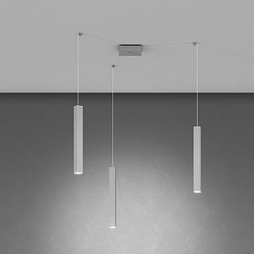 Sospensione Moderna Square Tube Metallo Grigio 3 Luci Gu10 Sospensione Moderna Square Tube Metallo Grigio 3 Luci Gu10