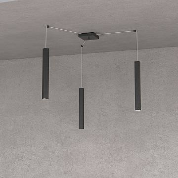 Sospensione Moderna Square Tube Metallo Nero 3 Luci Gu10 Sospensione Moderna Square Tube Metallo Nero 3 Luci Gu10