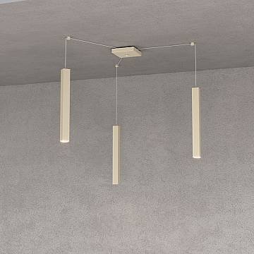 Sospensione Moderna Square Tube Metallo Sabbia 3 Luci Gu10 Sospensione Moderna Square Tube Metallo Sabbia 3 Luci Gu10