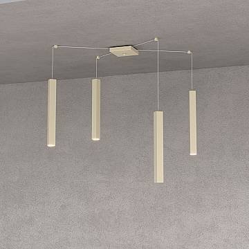 Sospensione Moderna Square Tube Metallo Sabbia 4 Luci Gu10 Sospensione Moderna Square Tube Metallo Sabbia 4 Luci Gu10