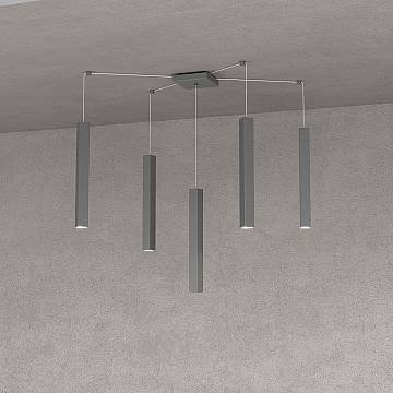 Sospensione Moderna Square Tube Metallo Antracite 5 Luci Gu10 Sospensione Moderna Square Tube Metallo Antracite 5 Luci Gu10