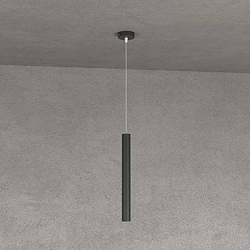 Sospensione Moderna Round Tube Metallo Nero 1 Luce Gu10 Sospensione Moderna Round Tube Metallo Nero 1 Luce Gu10