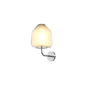 Applique Contemporanea Double Skin Beta Metallo Cromo Vetro Ambra 1 Luce E27 Applique Contemporanea Double Skin Beta Metallo Cromo Vetro Ambra 1 Luce E27