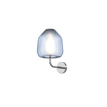Applique Contemporanea Double Skin Beta Metallo Cromo Vetro Blu 1 Luce E27 Applique Contemporanea Double Skin Beta Metallo Cromo Vetro Blu 1 Luce E27