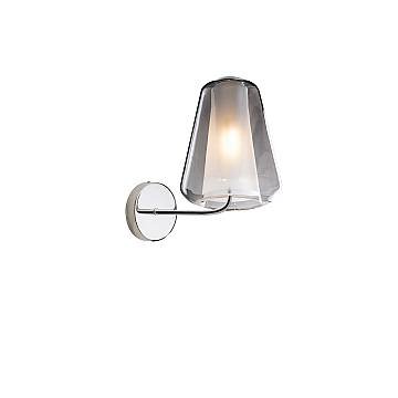Applique Contemporanea Double Skin Gamma Metallo Cromo Vetro Fumè 1 Luce E27 Applique Contemporanea Double Skin Gamma Metallo Cromo Vetro Fumè 1 Luce E27