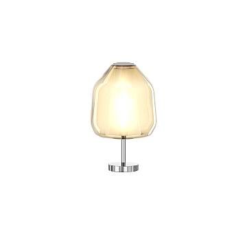 Lampada Contemporanea Double Skin Beta Metallo Cromo Vetro Ambra 1 Luce E27