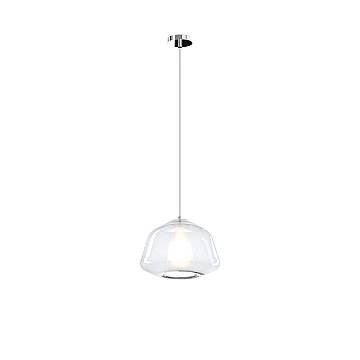 Sospensione Contemporaneo Double Skin Metallo Cromo Vetro Trasp 1 Luce E27