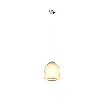 Sospensione Contemporanea Double Skin Beta Metallo Cromo Vetro Ambra 1 Luce E27