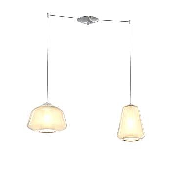 Sospensione Contemporanea Double Skin Metallo Cromo Vetro A-G Ambra 2 Luci E27