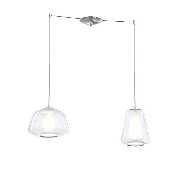 Sospensione Contemporanea Double Skin Metallo Cromo Vetro A-G Trasp 2 Luci E27