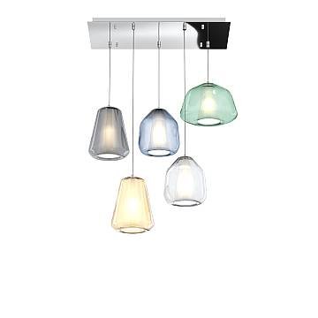 Sospensione Contemp Rett Double Skin Metallo Cromo Vetro Mix Multicolor 5 Luci