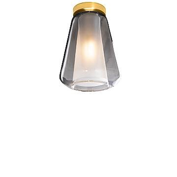 Plafoniera Contemporanea Double Skin Metallo Ottone Vetro Fumè 1 Luce E27