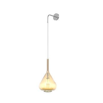 Applique Contemporanea Kona Metallo Cromo Vetro Ambra 1 Luce E27 Applique Contemporanea Kona Metallo Cromo Vetro Ambra 1 Luce E27