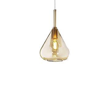 Applique Contemporanea Kona Metallo Ottone Satinato Vetro Ambra 1 Luce E27 Applique Contemporanea Kona Metallo Ottone Satinato Vetro Ambra 1 Luce E27