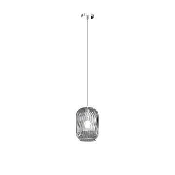 Sospensione Contemporanea Tender Metallo Cromo Vetro Fumè 1 Luce E27 Sospensione Contemporanea Tender Metallo Cromo Vetro Fumè 1 Luce E27