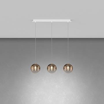 Lampadario Contemporaneo Eclipse Metallo Bianco Vetro Bronzo 3 Luci G9