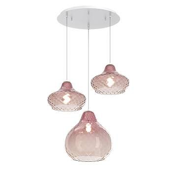 Lampadario Contemporaneo Dress Metallo Bianco Vetro Ruggine 3 Luci E27
