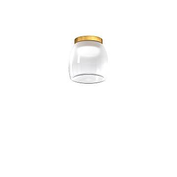 Plafoniera Contemporanea Drum Metallo Oro Vetro Bianco 1 Luce Led 8W Calda