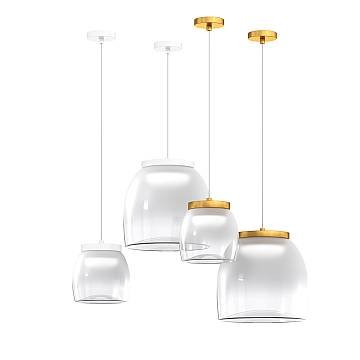 Lampadario Contemporaneo Drum Metallo Oro Vetro 1 Luce Led 16W Calda