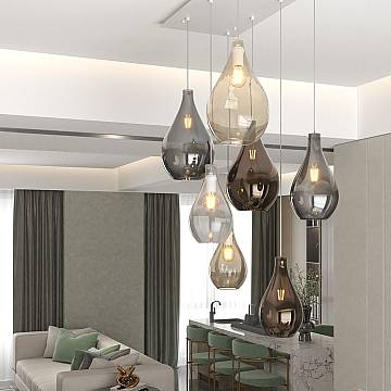 Lampadario Contemporaneo Drop 2.0 Metallo Bianco Vetro Multicolor 7 Luci E27 Lampadario Contemporaneo Drop 2.0 Metallo Bianco Vetro Multicolor 7 Luci E27
