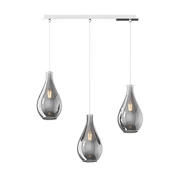 Lampadario Contemporaneo Drop 2.0 Metallo Cromo Vetro Fumè 3 Luci E27 Lampadario Contemporaneo Drop 2.0 Metallo Cromo Vetro Fumè 3 Luci E27