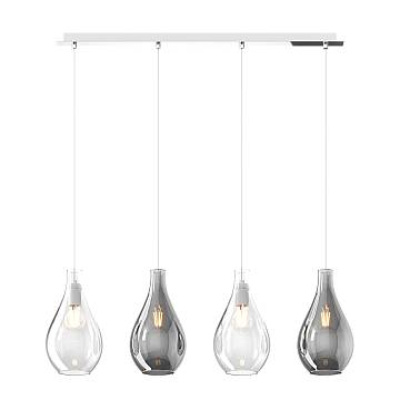 Lampadario Contemporaneo Drop 2.0 Metallo Cromo Vetro Trasp-Fumè 4 Luci E27 Lampadario Contemporaneo Drop 2.0 Metallo Cromo Vetro Trasp-Fumè 4 Luci E27